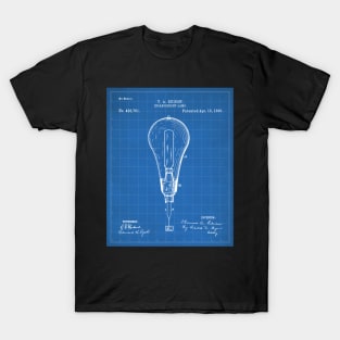 Edison Lamp Patent - Housewarming Home Hallway Entry Decor Art - Blueprint T-Shirt